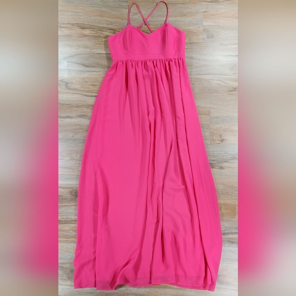 🔹️Badgley Mischka Hot Pink Belle Sleeveless Maxi Dress Size 6 - Picture 3 of 12